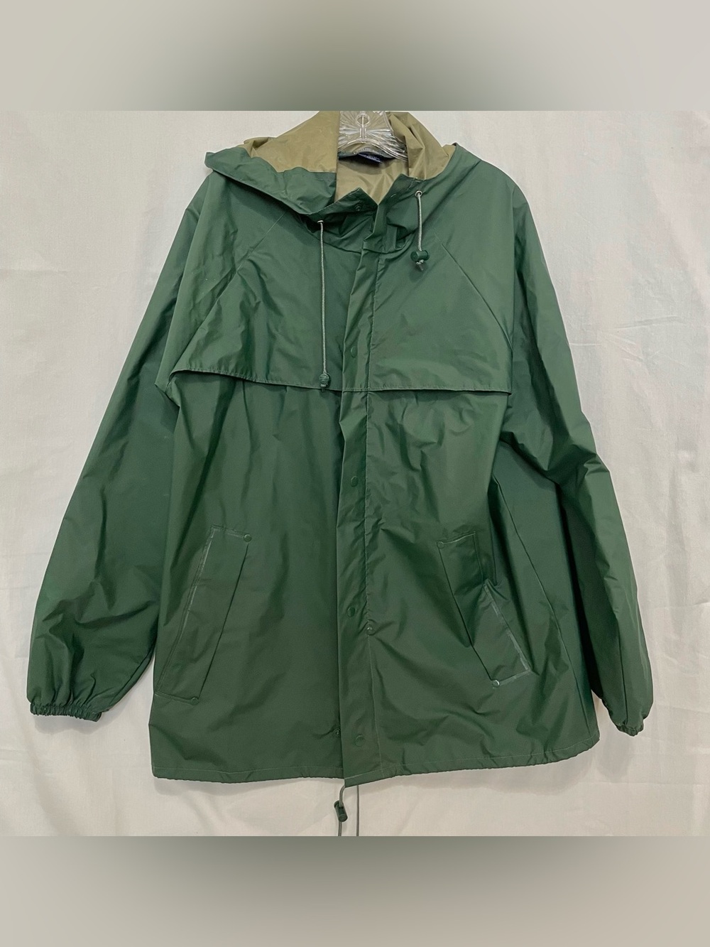 Vintage Lands' End Green Rain Pullover L Unisex PVC Anorak Windbreaker 90s Y2K
